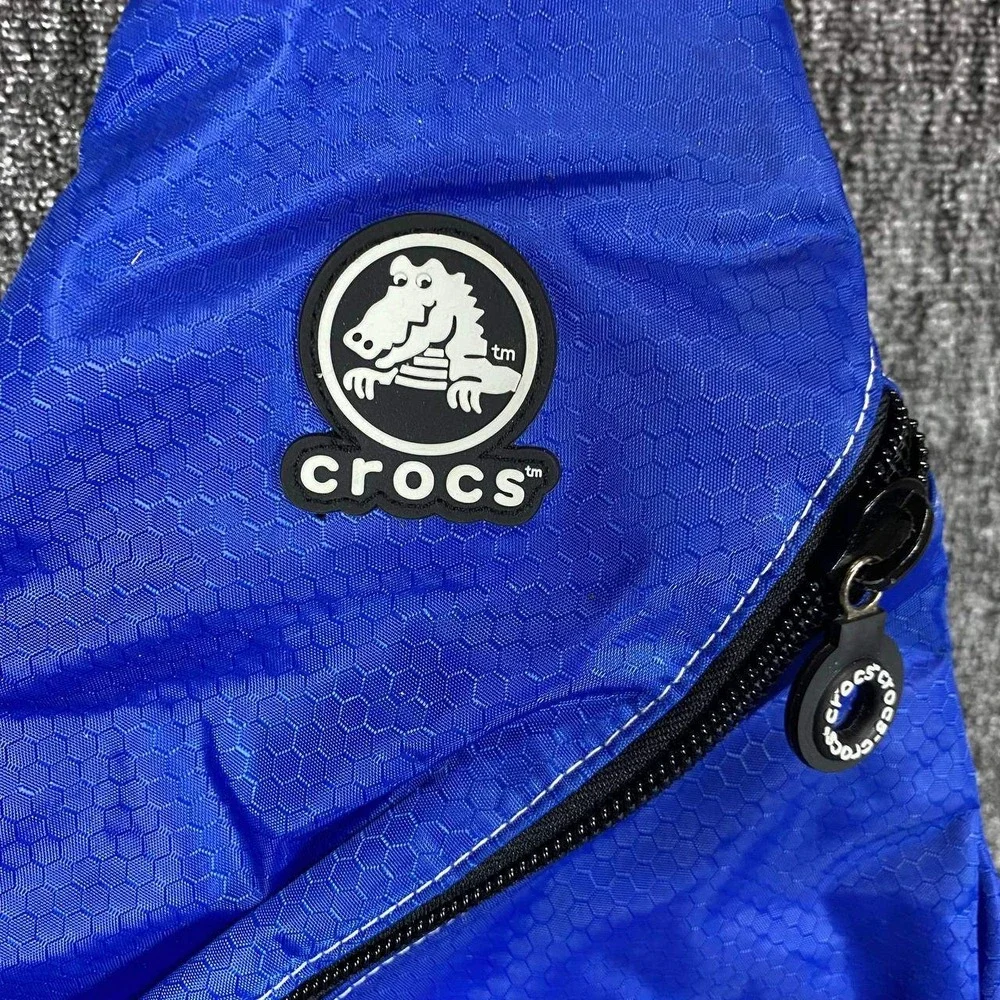 Vtg‎ Crocs Sling Backpack Bag Royal Blue Silver Single Strap Crossbody Travel